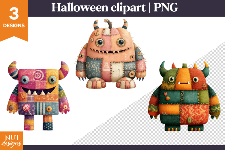 Patchwork Monster Clipart Halloween Clipart