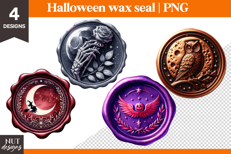 Halloween Wax Seals Clipart Owl Witch Halloween sublimation