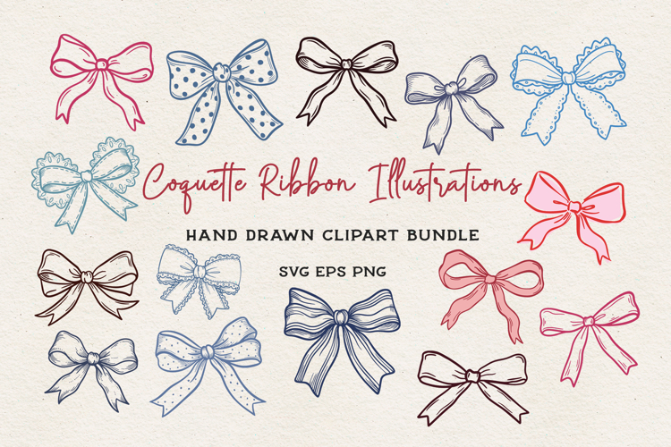 Bow Clipart SVG PNG EPS | Coquette Ribbon BUNDLE