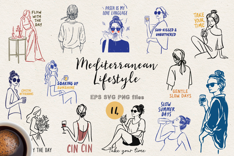 Minimal Mediterranean Lifestyle SVG Bundle PNG EPS