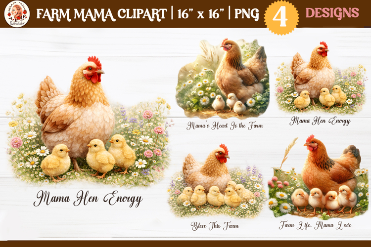 Farm Mama Cute Animals Sublimation and Clipart