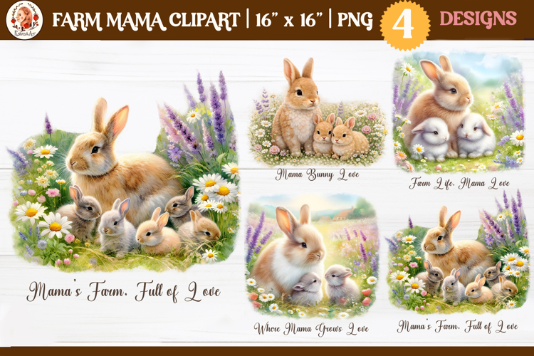 Farm Mama Cute Animals Sublimation and Clipart