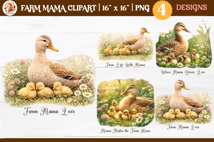 Farm Mama Cute Animals Sublimation and Clipart