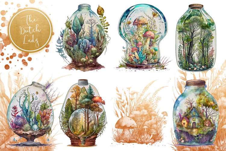 Micro Worlds in Glass Bulb Clipart Set - 25 .PNG Files