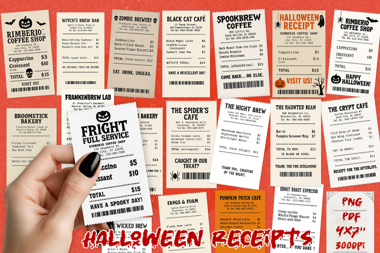 Spooky Halloween Receipt PNG|Printable & Sublimation BUNDLE