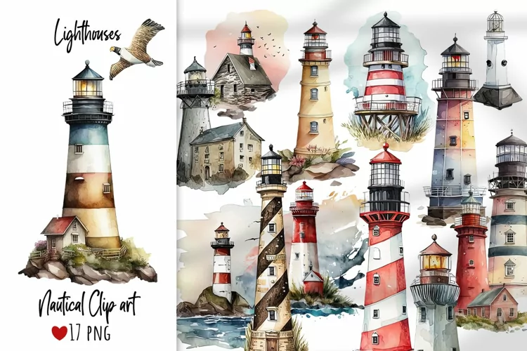 Lighthouses. Nautical Clipart