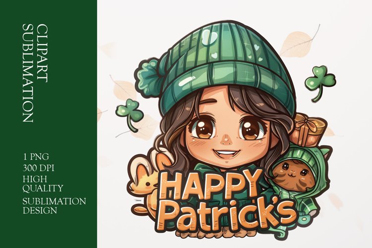 Cute Little girl St Patricks Day Sublimation clipart