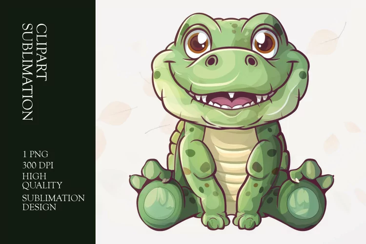 Watercolor Cute Crocodile clipart sublimation