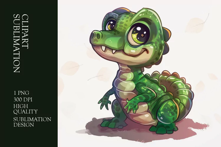Watercolor Cute Crocodile clipart sublimation