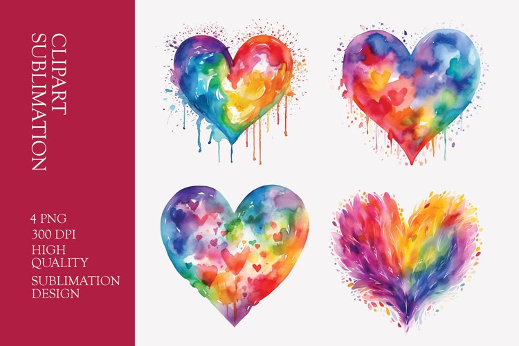 Watercolor heart clipart sublimation png