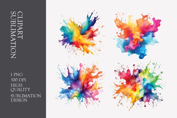 Watercolor splashes clipart sublimation png
