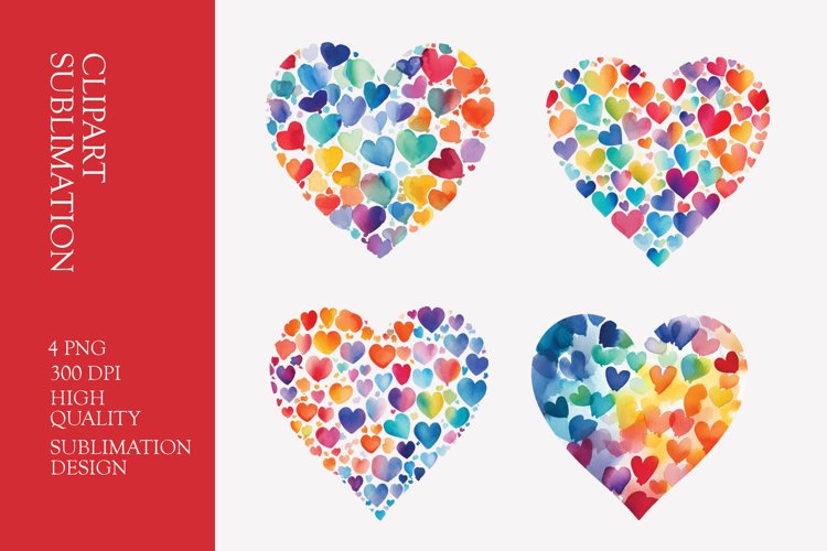 Watercolor Heart Clipart Sublimation