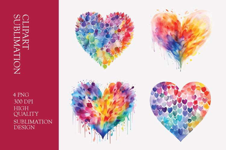 Watercolor heart clipart sublimation png