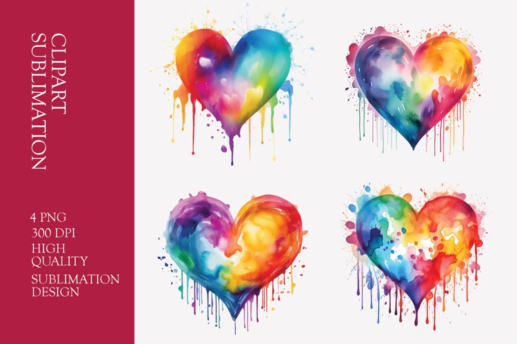 Watercolor heart clipart sublimation png