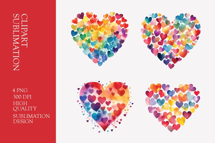 Watercolor Heart Clipart Sublimation