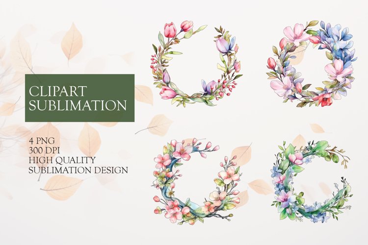 Watercolor floral flowers boho frame clipart
