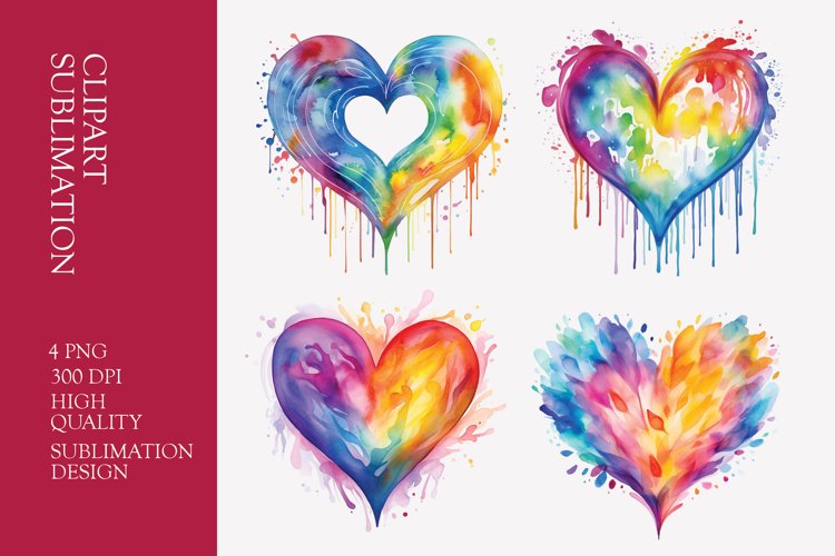 Watercolor heart clipart sublimation png