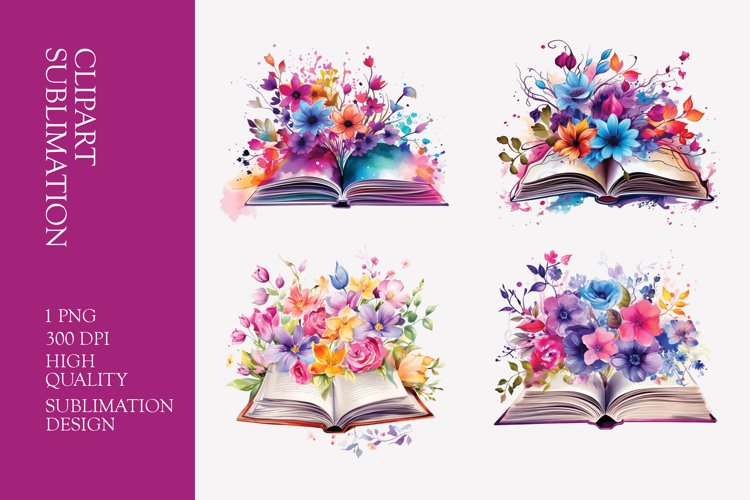 Watercolor Book Clipart Image 19