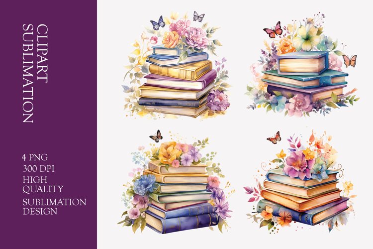 Watercolor Book Clipart Image 8