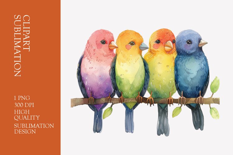 Cute baby birds watercolor clipart sublimation