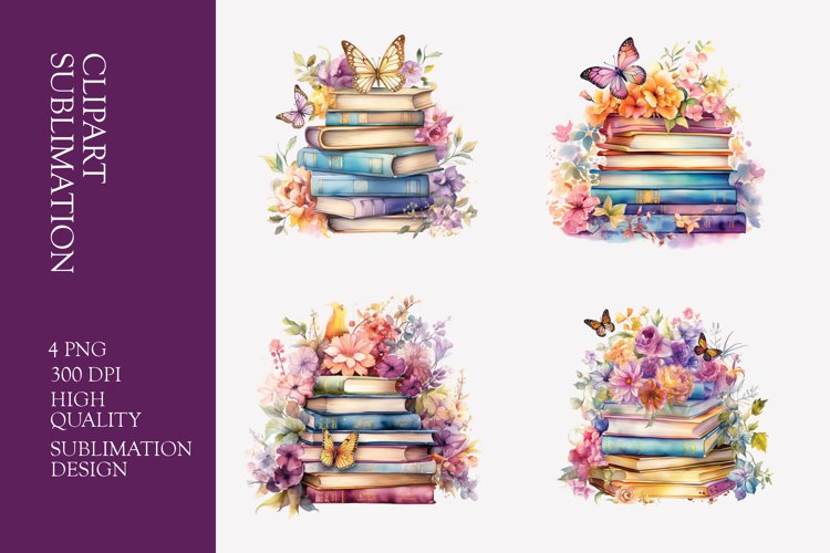 Watercolor Book Clipart Image 7