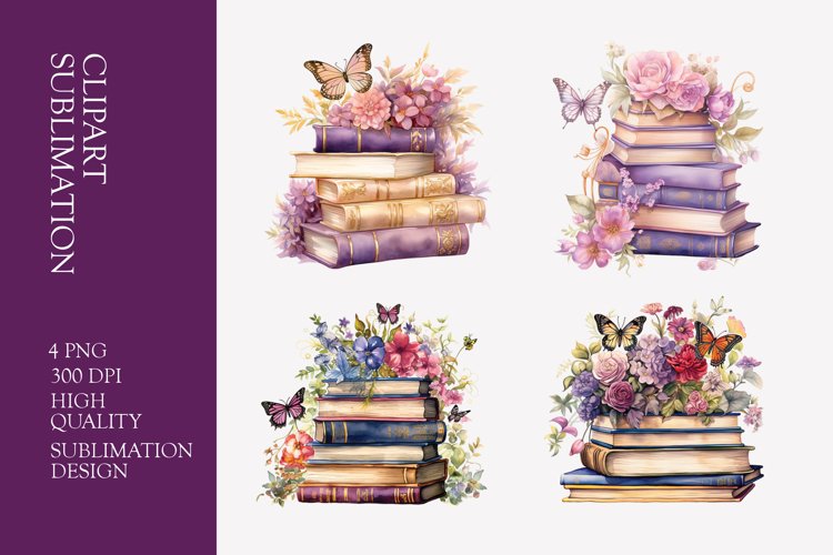 Watercolor Book Clipart Image 3