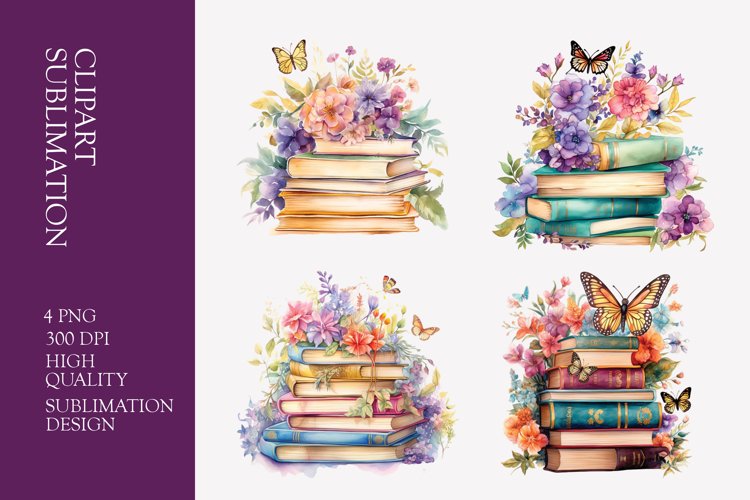 Watercolor Book Clipart Image 9