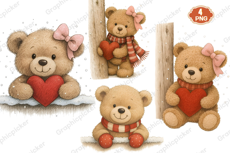 Valentines Day Teddy Bear PNG, Valentine Sublimation, Love