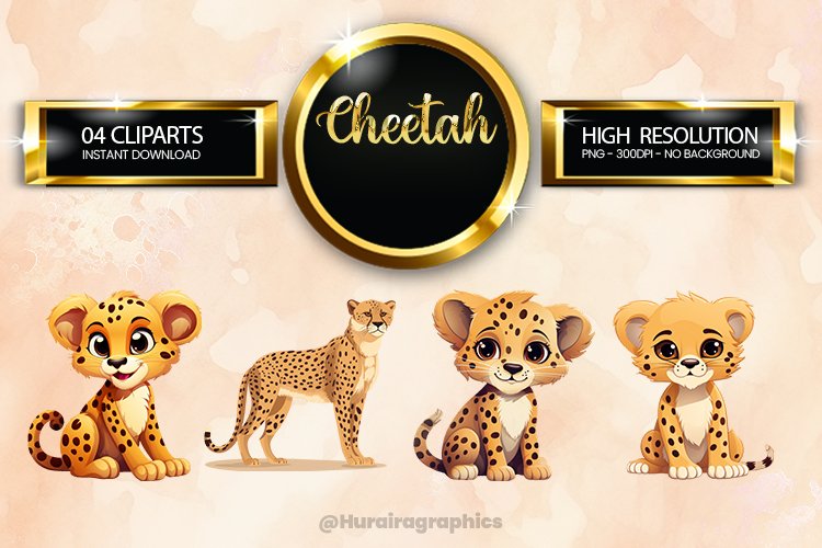 Cheetah Clipart 04 variations example image 1