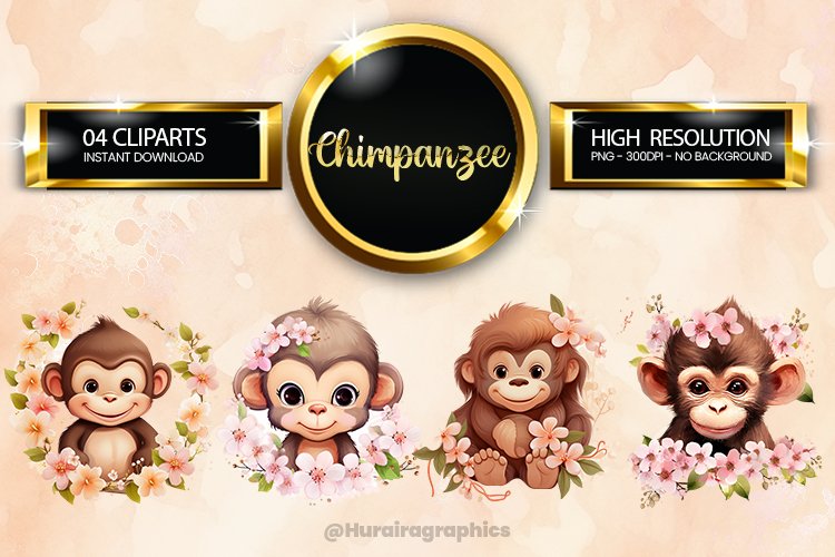 Chimpanzee Clipart 04 variations