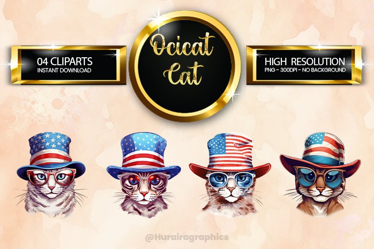 Ocicat Cat Clipart 04 variations example image 1