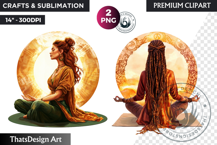 Woman Meditating Clipart Image 24