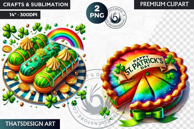 St Patricks Day Desserts Clipart, Saint patrick sublimation