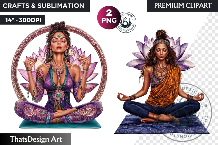 Woman Meditating Clipart Image 21