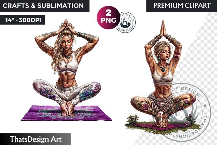 Zen Women doing yoga Clipart PNG, meditation Sublimation