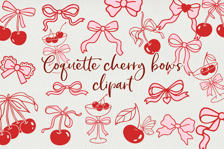Coquette Bows & Cherries Clipart Bundle SVG PNG EPS