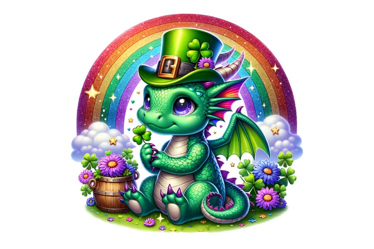 Cute Dragon St Patrick’s Day Clipart Sublimation PNG