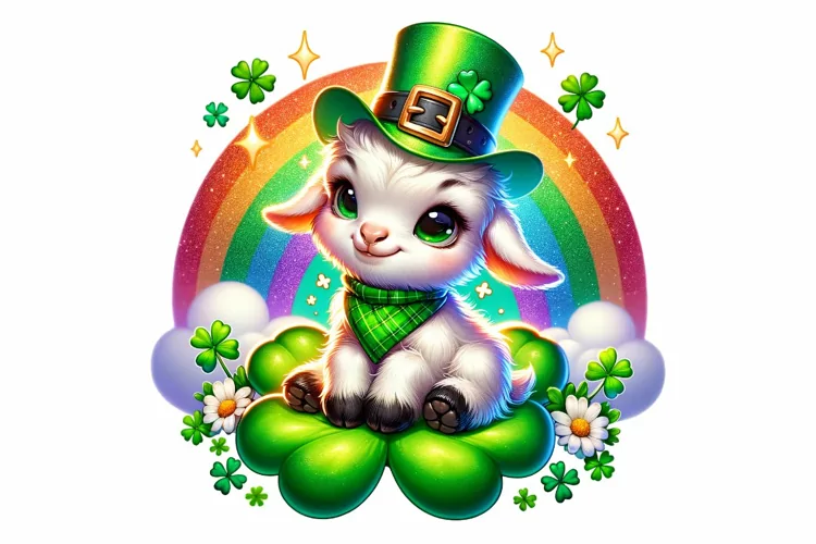 Cute Baby Goat St Patrick’s Day Clipart Sublimation PNG