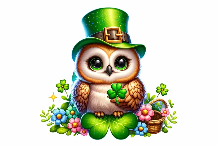 Cute Owl St Patrick’s Day Clipart Sublimation PNG
