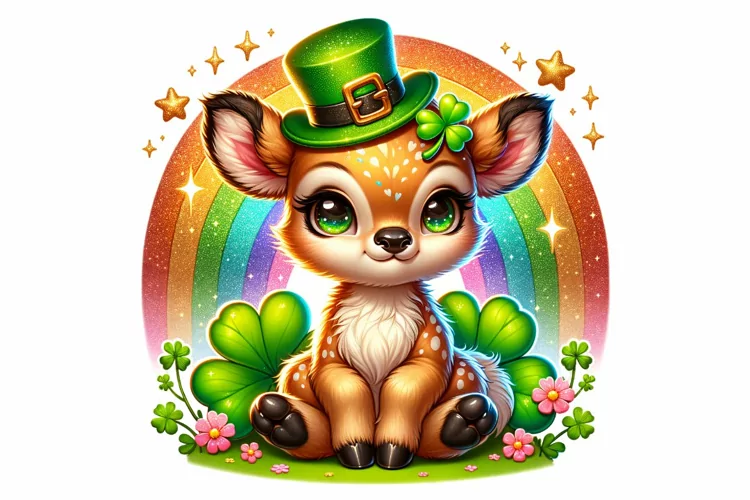 Cute Deer St Patrick’s Day Clipart Sublimation PNG