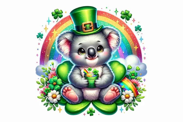 Cute Koala St Patrick’s Day Clipart Sublimation PNG