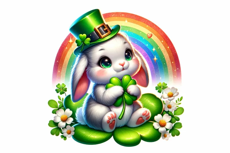 Cute Bunny St Patrick’s Day Clipart Sublimation PNG