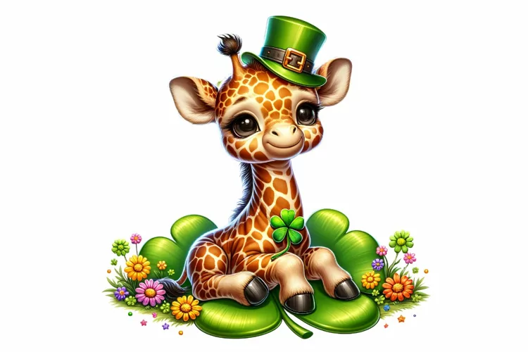 Cute Giraffe St Patrick’s Day Clipart Sublimation PNG