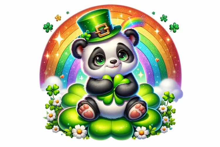 Cute Panda St Patrick’s Day Clipart Sublimation PNG