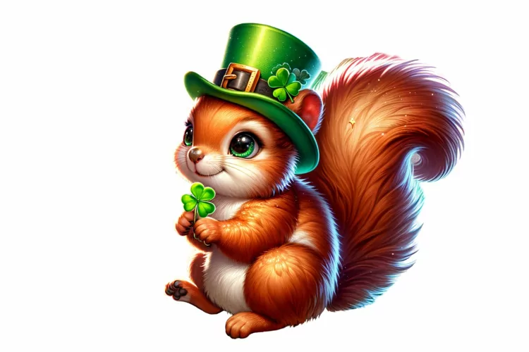 Cute Squirrel St Patrick’s Day Clipart Sublimation PNG