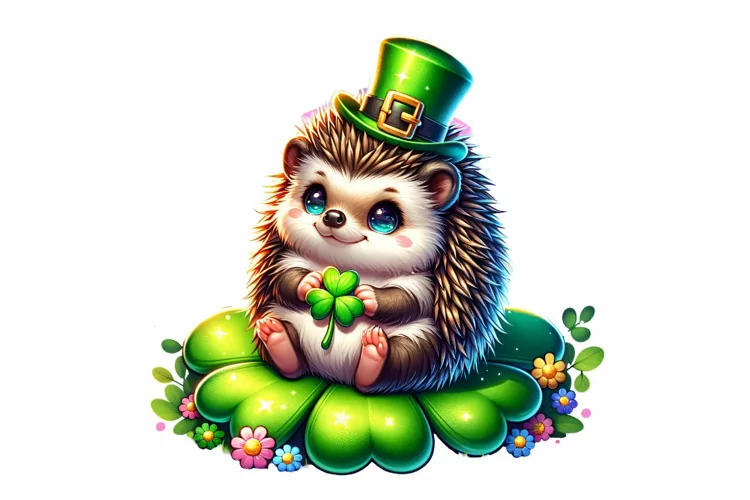 Cute Hedgehog St Patrick’s Day Clipart Sublimation PNG
