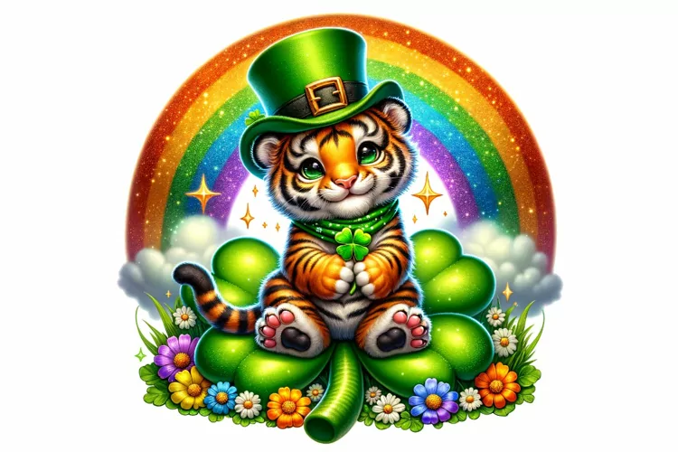 Cute Tiger St Patrick’s Day Clipart Sublimation PNG