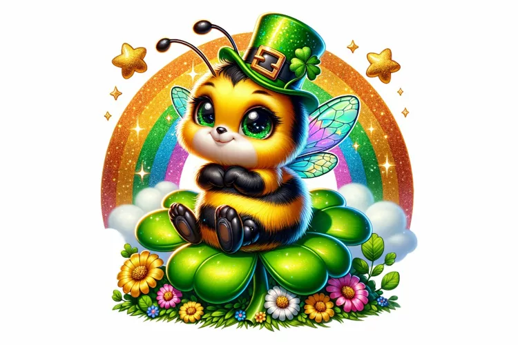 Cute Bumble Bee St Patrick’s Day Clipart Sublimation PNG