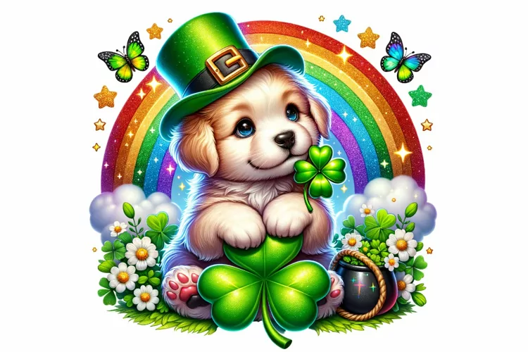 Cute Puppy St Patrick’s Day Clipart Sublimation PNG