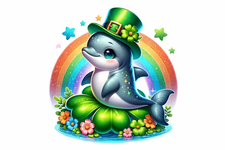 Cute Dolphin St Patrick’s Day Clipart Sublimation PNG